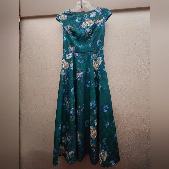 Dress Tells Green Floral Dress Women's XS - Picture 4 of 10
